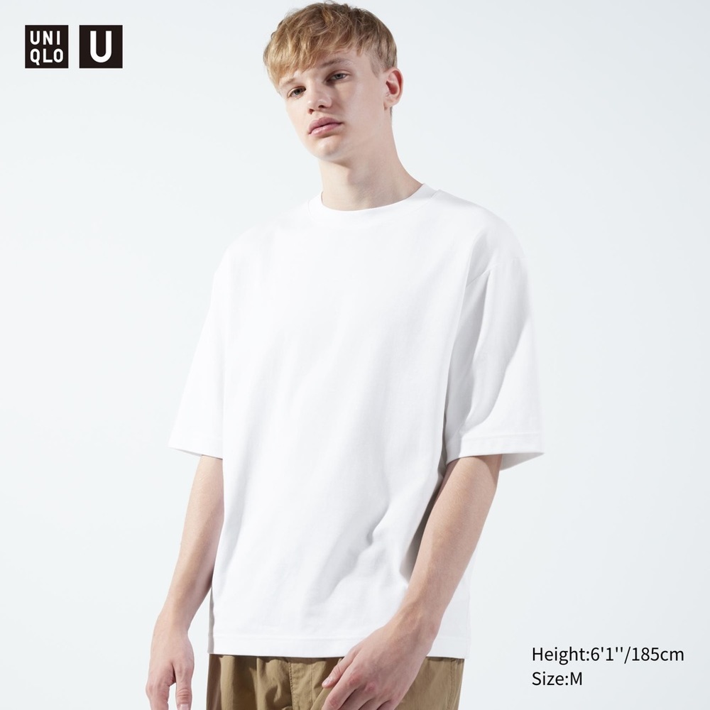 U AIRism Cotton Oversized Crew Neck Half-Sleeve T-Shirt
